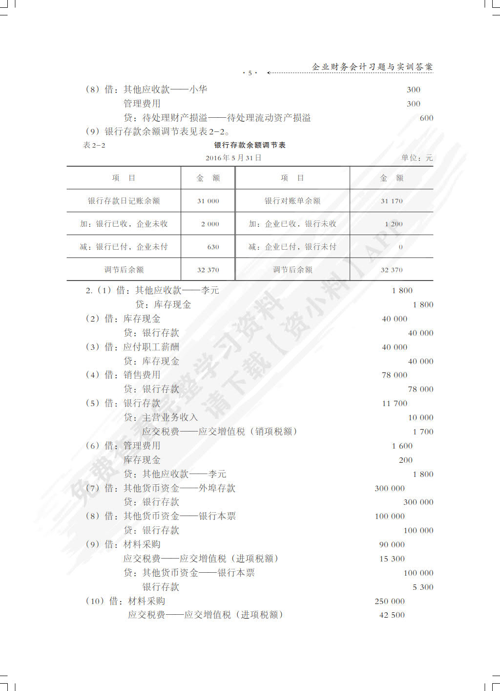 企业财务会计习题与实训