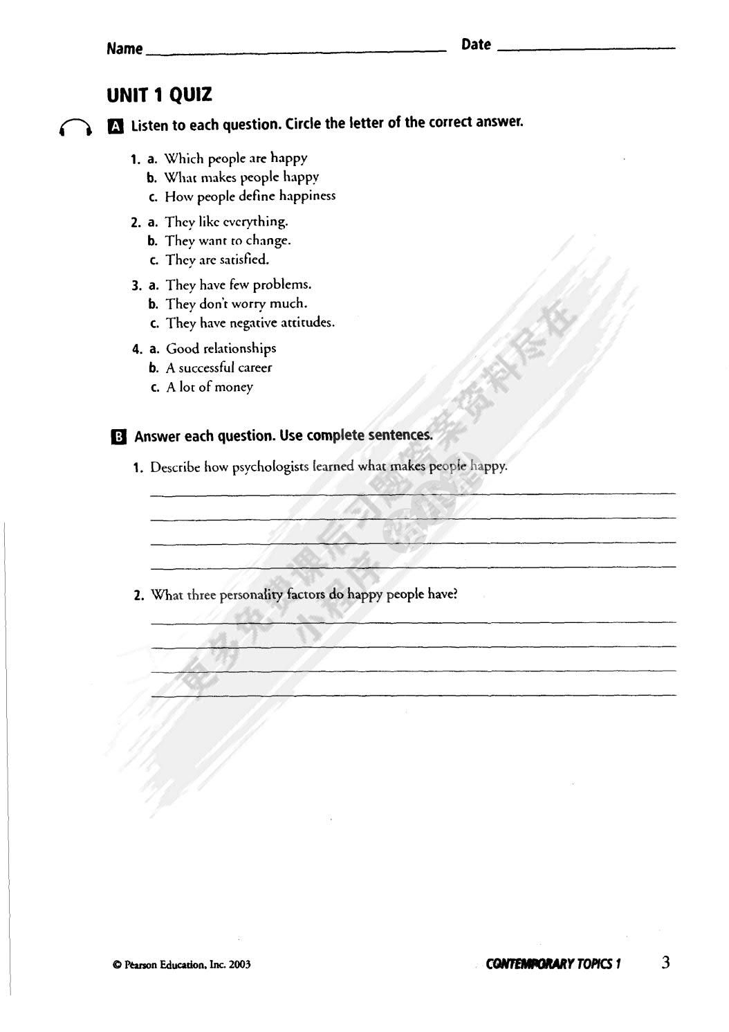 朗文英语听说教程1