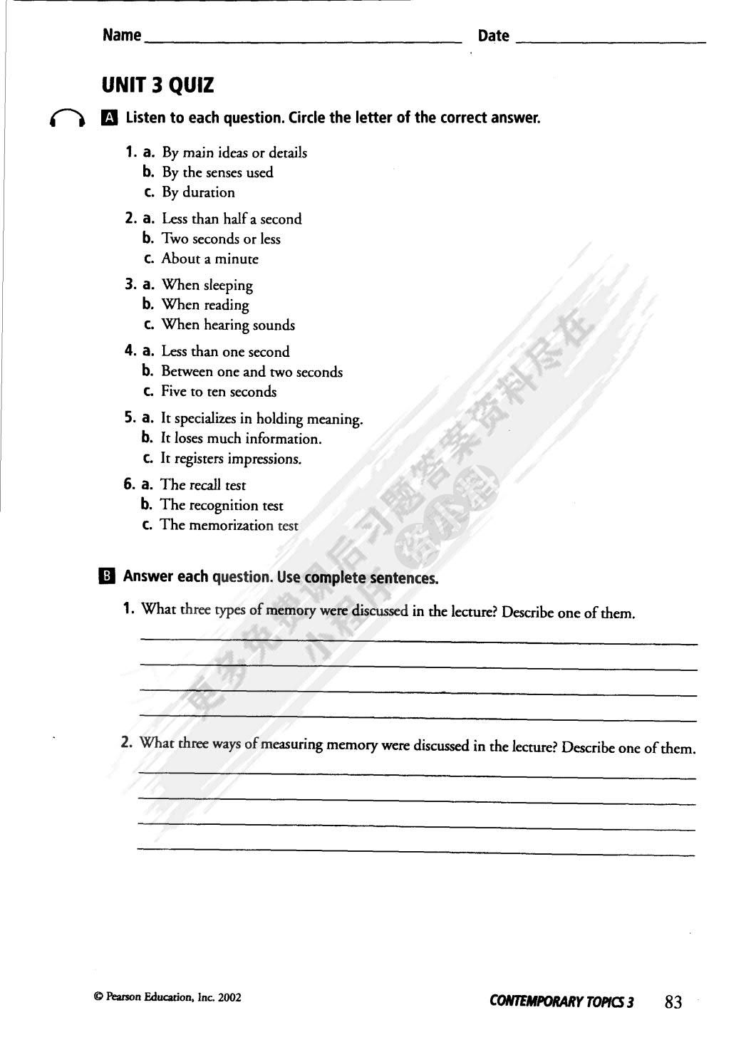 朗文英语听说教程:三