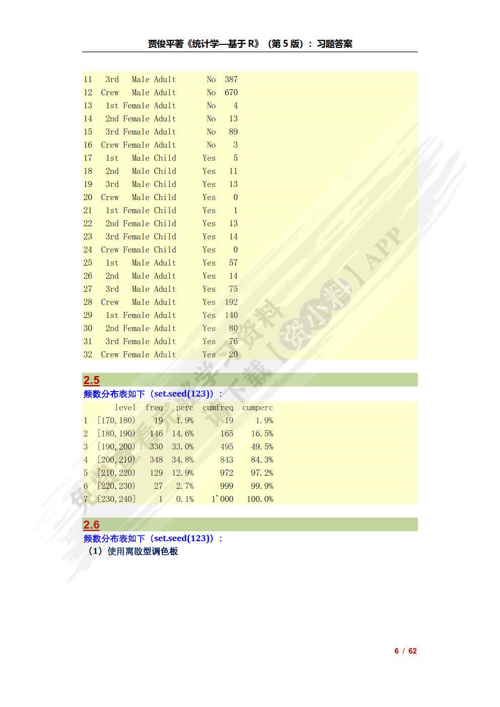 统计学&mdash;&mdash;基于R(第5版）