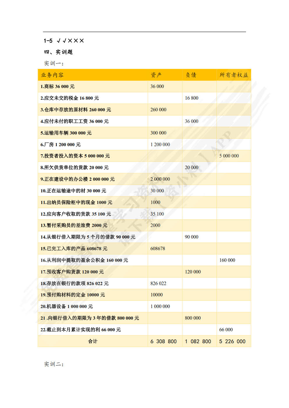 会计基础习题与实训