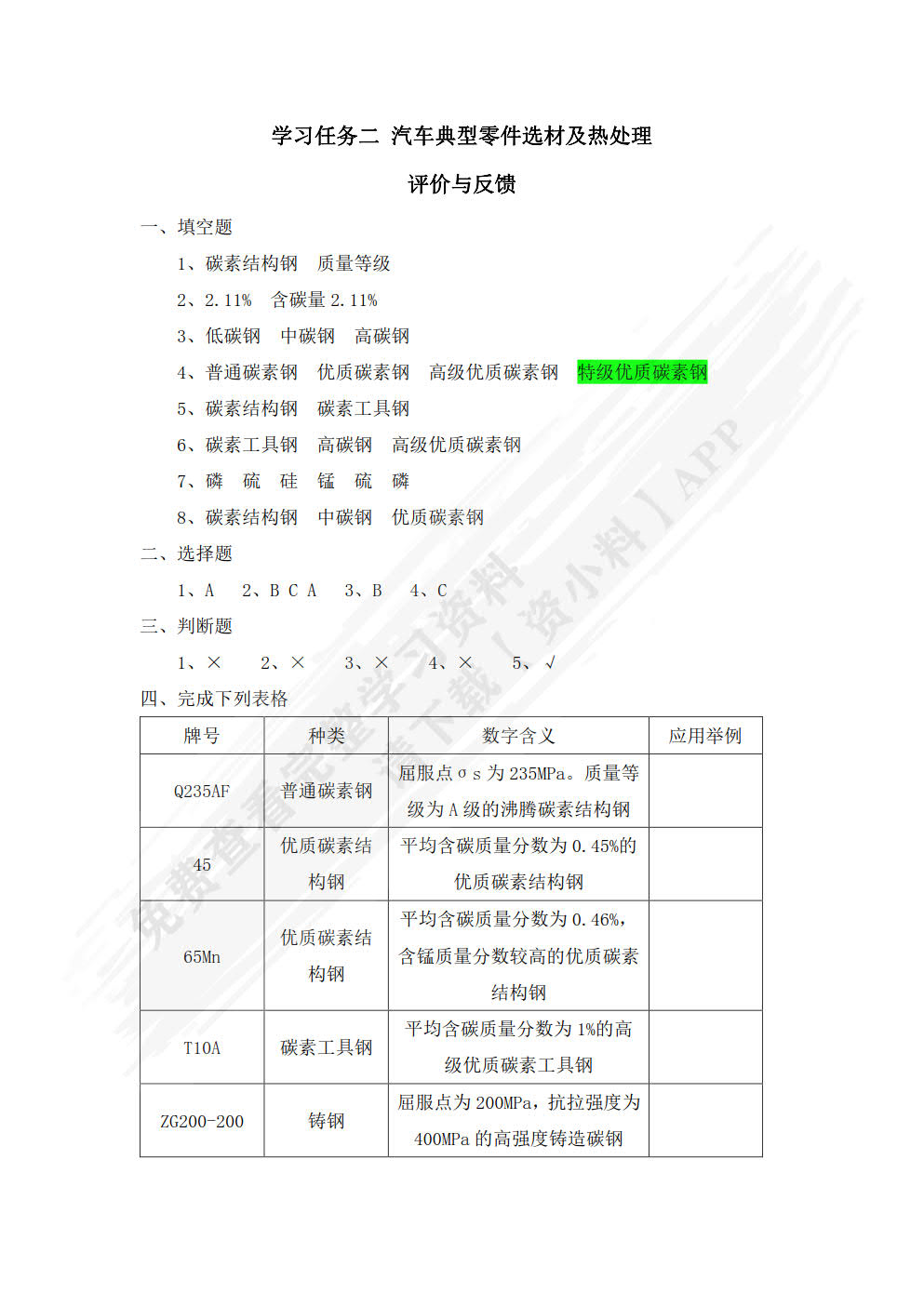 汽车机械基础（活页）