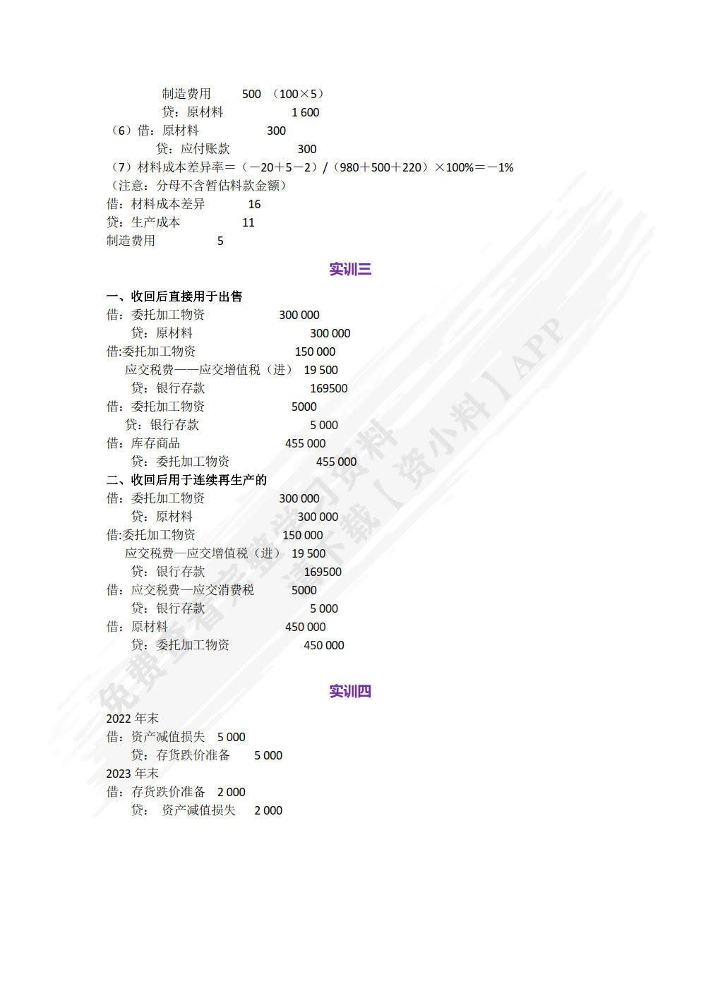 财务会计习题与实训（第二版）