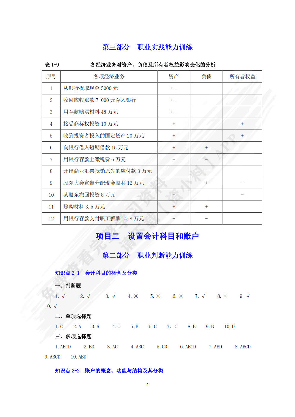 会计基础习题与实训