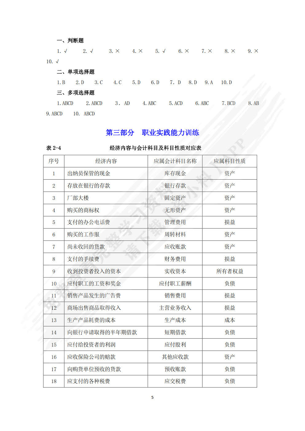 会计基础习题与实训