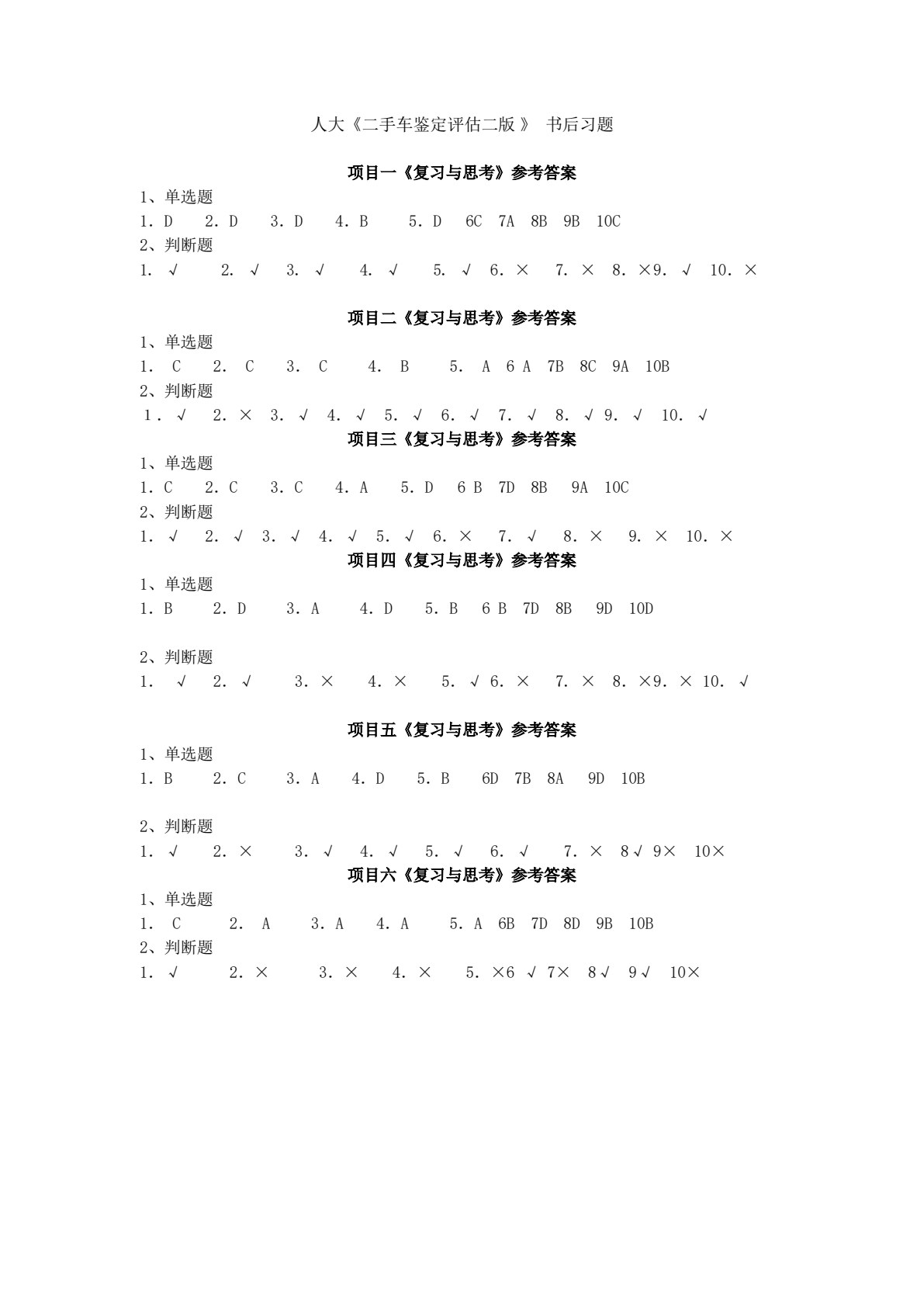 二手车鉴定与评估（第二版）