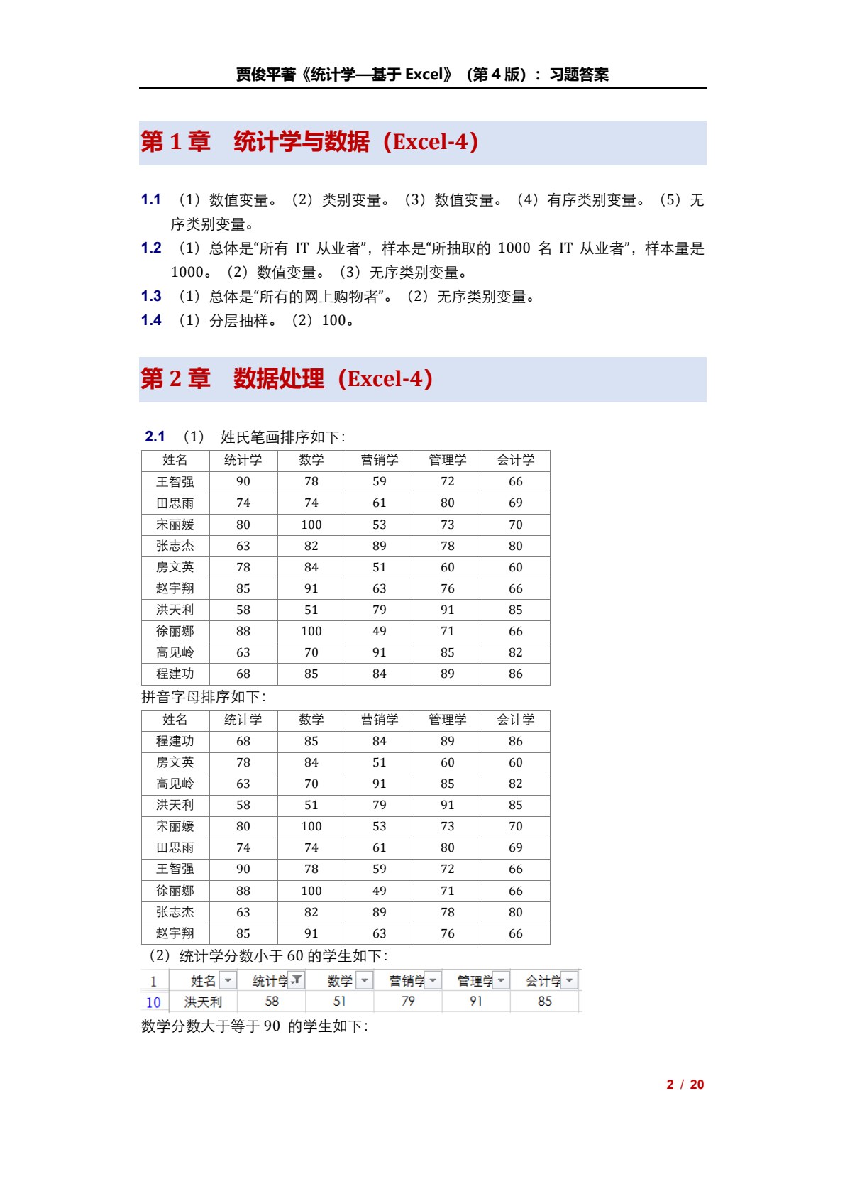 统计学&mdash;&mdash;基于Excel（第4版）