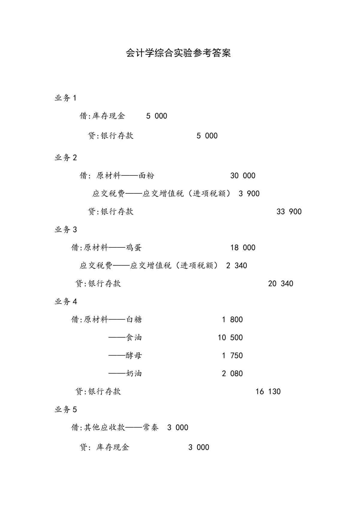 会计学综合模拟实验