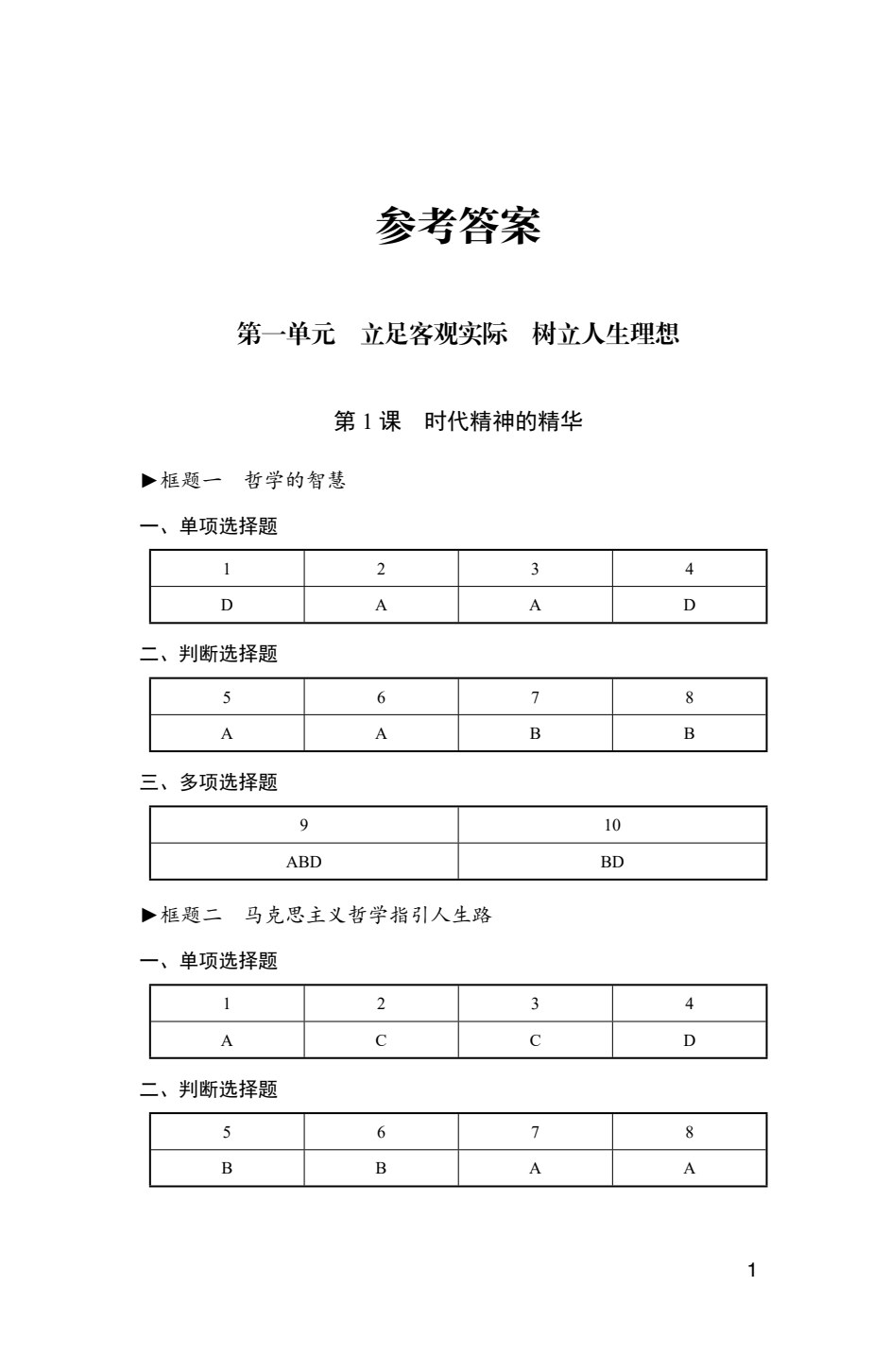 [福建版]《思想政治 基础模块 哲学与人生》同步检测[高教新课标]（双色）