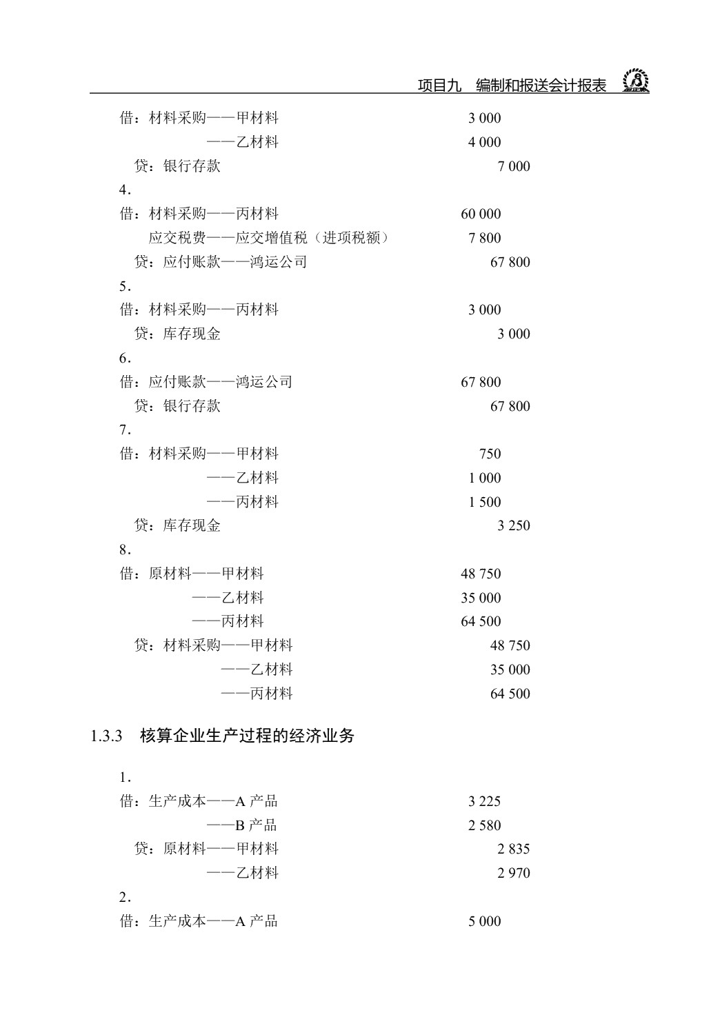基础会计模拟实训