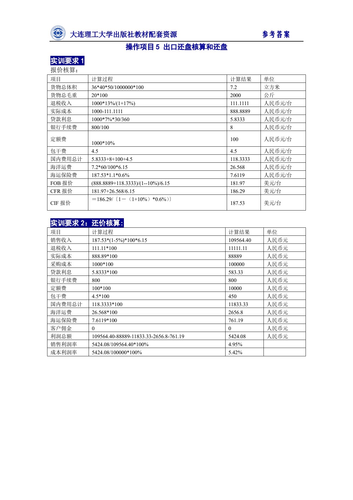 进出口业务实训（第四版）