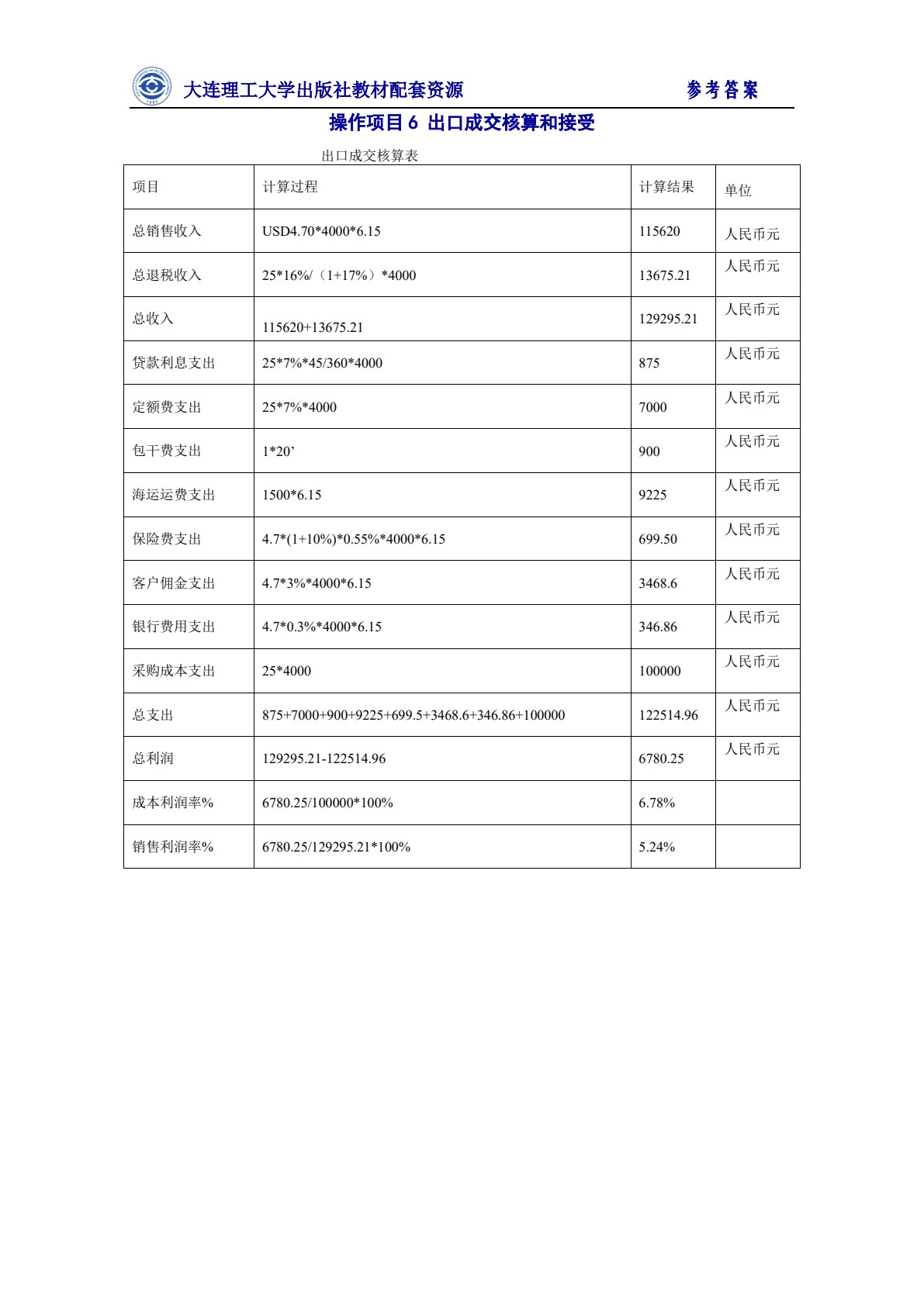 进出口业务实训（第四版）