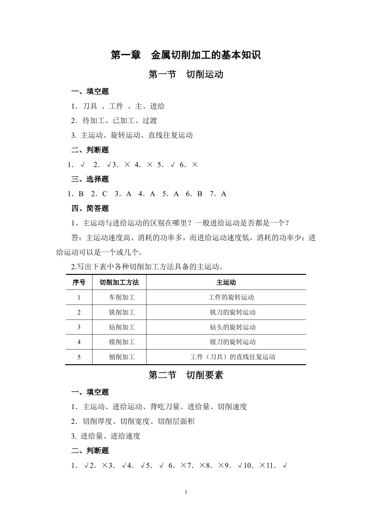 金属切削原理与刀具（第五版）习题册