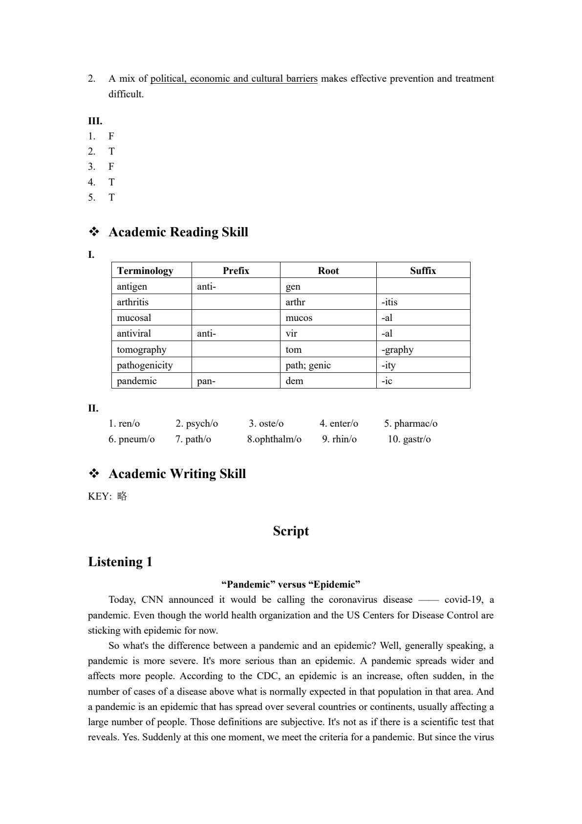 医学学科英语